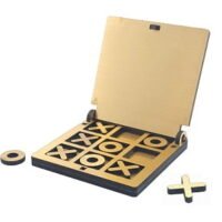 Wooden Tic Tac Toe Game with Protective Cover | Portable Strategy Board Game for All Ages | Portable Fun for Family & Friends