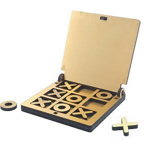 Wooden Tic Tac Toe Game with Protective Cover | Portable Strategy Board Game for All Ages | Portable Fun for Family & Friends