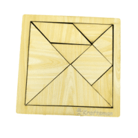 Kraftsman Portable Wooden Tangram Puzzle | 7 Pieces Puzzle Board for Kids and Adults | Travel Pouch Included