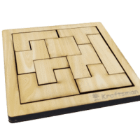 Kraftsman Portable Wooden Tetris Puzzle | 9 Pieces Puzzle 6×6 Board for Kids and Adults | Travel Pouch Included