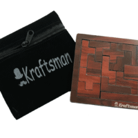 Kraftsman Portable Wooden Tetris Puzzle | 13 Pieces Puzzle Board for Kids and Adults | Travel Pouch Included