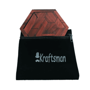 Kraftsman Portable Wooden Hexagon Puzzle | 11 Pieces Puzzle for Kids and Adults | Travel Pouch Included