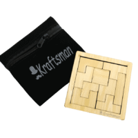 Kraftsman Portable Wooden Tetris Puzzle | 9 Pieces Puzzle 6×6 Board for Kids and Adults | Travel Pouch Included