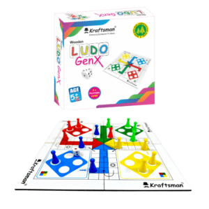 Portable Wooden Ludo Board Game (11×11 Inches) | Travel Pouch Included for Pawns and Dice | Made in India