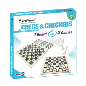 Wooden Chess Board & Checkers Game Combo | One Board two Games