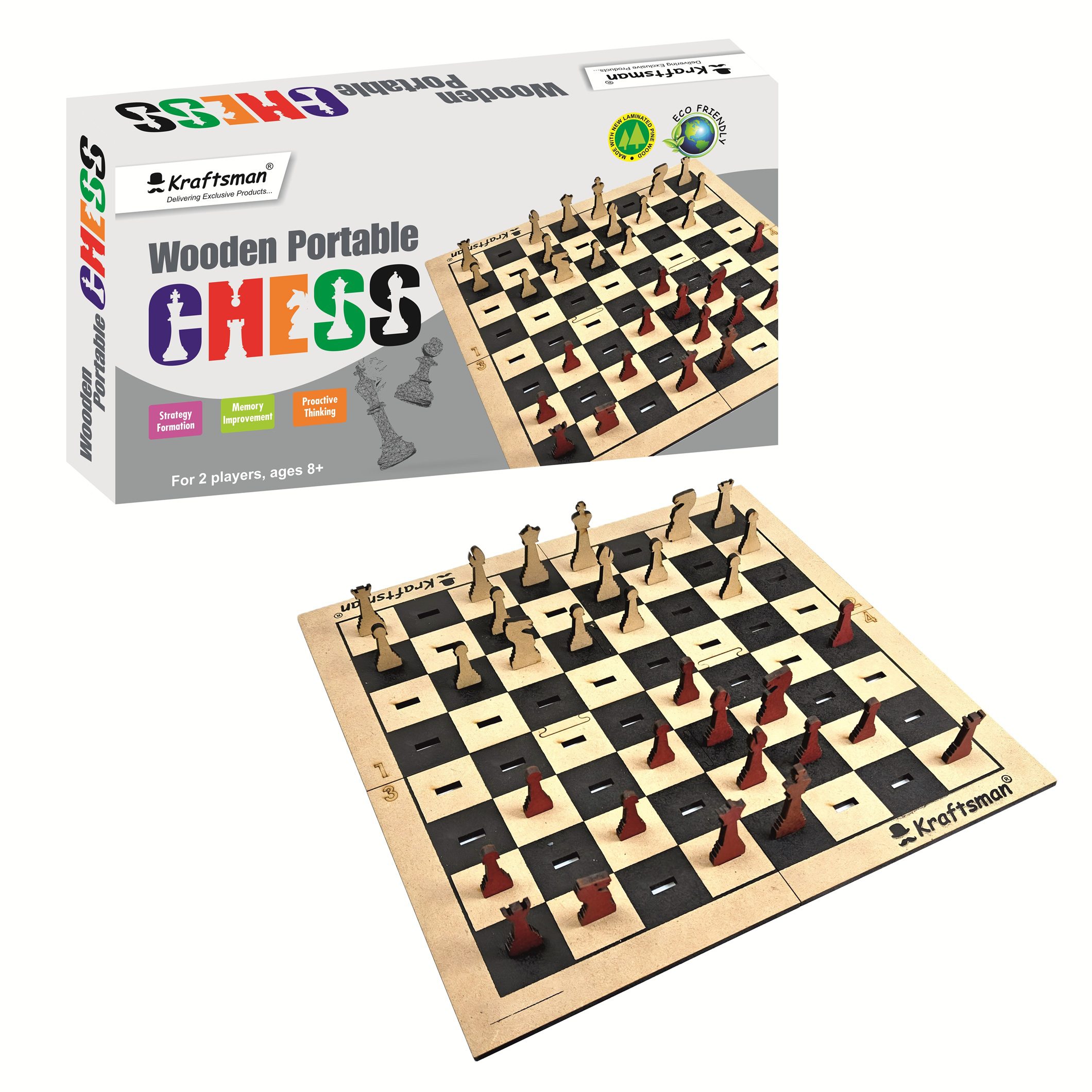 Kraftsman Wooden Chess Portable