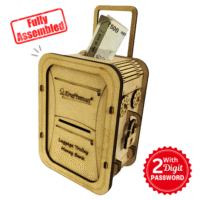 Kraftsman wooden money bank, luggage trolley style