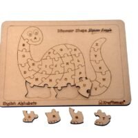 Kraftsman English Alphabets Wooden Jigsaw Puzzles Dinosaur Shape Puzzle | Color Kit Included