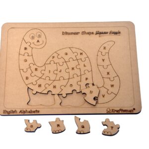 Kraftsman English Alphabets Wooden Jigsaw Puzzles Dinosaur Shape Puzzle | Color Kit Included