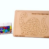 Kraftsman English Alphabets Wooden Jigsaw Puzzles Dinosaur Shape Puzzle | Color Kit Included