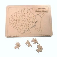 Kraftsman English Alphabets Wooden Jigsaw Puzzles Fish Shape Puzzle | Color Kit Included