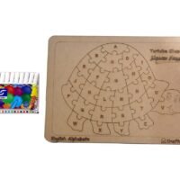 Kraftsman English Alphabets Wooden Jigsaw Puzzles Tortoise Shape Puzzle | Color Kit Included