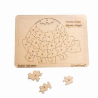 Kraftsman English Alphabets Wooden Jigsaw Puzzles Tortoise Shape Puzzle | Color Kit Included