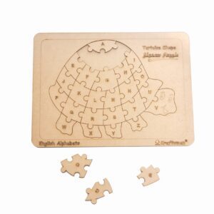 Kraftsman English Alphabets Wooden Jigsaw Puzzles Tortoise Shape Puzzle | Color Kit Included