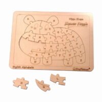 Kraftsman English Alphabets Wooden Jigsaw Puzzles Hippo Shape Puzzle | Color Kit Included