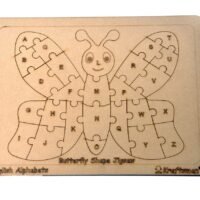 Kraftsman English Alphabets Wooden Jigsaw Puzzles Butterfly Shape Puzzle | Color Kit Included