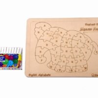 Kraftsman English Alphabets Wooden Jigsaw Puzzles Elephant Shape Puzzle | Color Kit Included