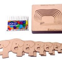 Kraftsman Stack up Puzzles/ Layered Puzzle Elephant Shape for Kids | Color Kit Included | 6 Pieces Puzzle