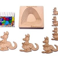 Kraftsman Stack up Puzzles/ Layered Puzzle Kangaroo Shape for Kids | Color Kit Included | 6 Pieces Puzzle