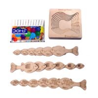 Kraftsman layered wooden stack-up puzzle, fish shape, 18 pieces