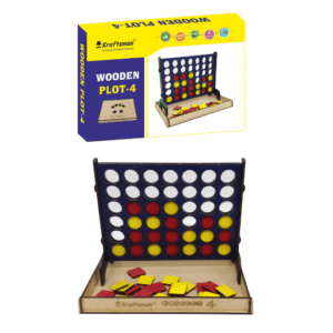 Wooden Plot 4 Game OR Get-4-in-a-Row OR Get-In-Line Strategy Game