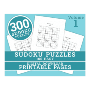 Sudoku Printable Easy Puzzles- Volume 1 | Large Printable 100 Pages | Instant Download PDF