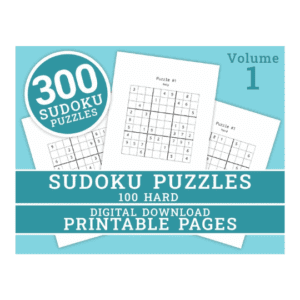 Sudoku Printable Hard Puzzles- Volume 1 | Large Printable 100 Pages | Instant Download PDF