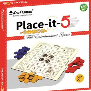 Wooden Place-it-5 Strategy Board Game Get 5 Coins in a Row