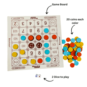 Wooden Place-it-5 Strategy Board Game Get 5 Coins in a Row