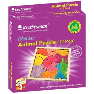 Kraftsman Animal Puzzle 12 Pieces | Color Your Own Puzzle Adventure