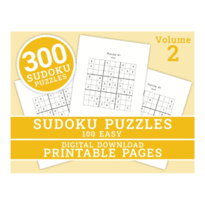 Sudoku Printable Easy Puzzles- Volume 2 | Large Printable 100 Pages | Instant Download PDF