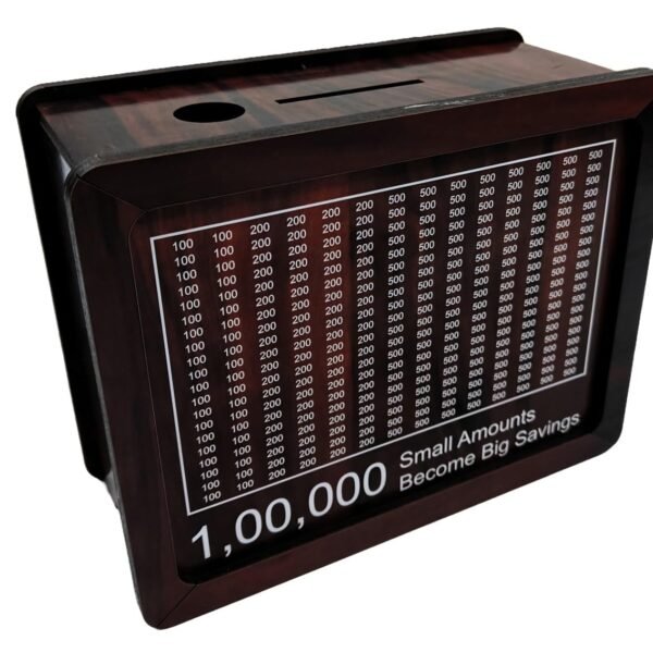 The LakhPot Wooden Money Bank| 1 Lakh Money Bank with Tracker Board