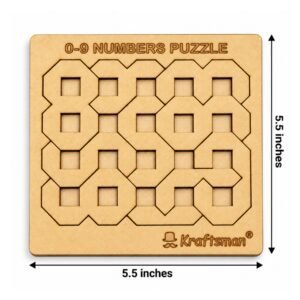 Kraftsman Wooden 0-9 Numbers Puzzle with Coloring Kit & Travel Pouch