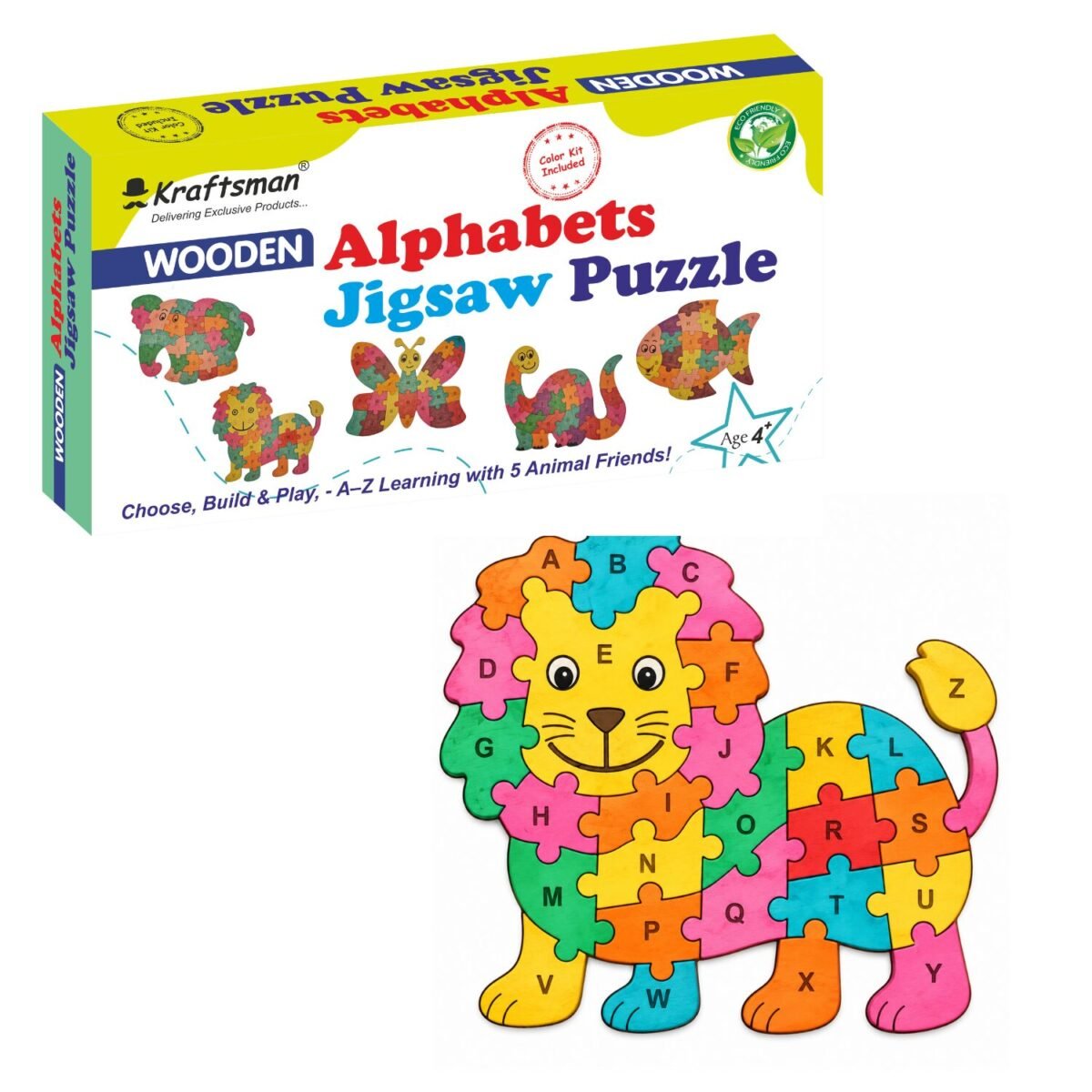 Kraftsman Wooden Lion Alphabet Jigsaw Puzzle for Kids