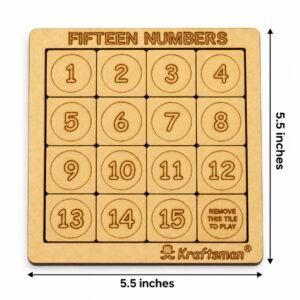 Kraftsman Wooden 15 Number Puzzle with Coloring Kit & Travel Pouch for Kids