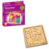 Kraftsman 12-piece wooden animal puzzle for kids with natural wood animal shapes in a square tray