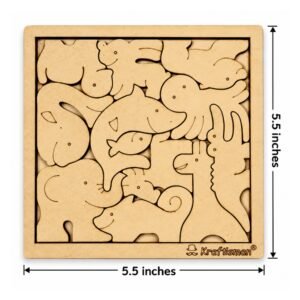 Kraftsman Wooden Animal Puzzle for Kids – 12 Pieces with Travel Pouch