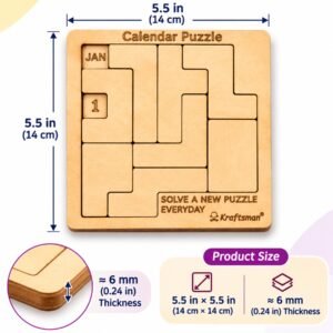 Kraftsman Wooden Calendar Puzzle – 365 Daily Challenges for Kids