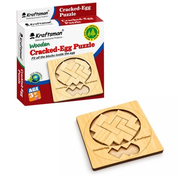 Kraftsman Wooden Cracked-Egg Puzzle – Brain Teaser for Kids