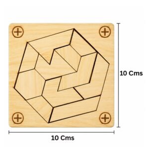 Kraftsman Wooden Hexagon Puzzle – Geometric Brain Teaser Game for Kids | Travel Pouch Included