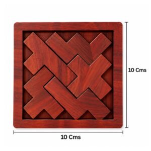 Kraftsman Wooden Tetris Puzzle (5 Pcs) | Wooden Brain Teaser for Kids | Travel Pouch Included