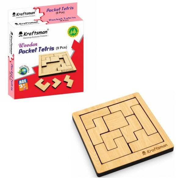 Kraftsman Wooden Pocket Tetris Puzzle – 9 Pieces