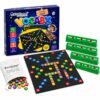 Kraftsman VOCABX educational word board game for kids with letter tiles, black grid board, four green scoring racks and storage pouch